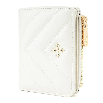 BAELLERRY N2401 PU Leather Women Short Wallet Cross Decoration Zipper Pocket Coin Purse