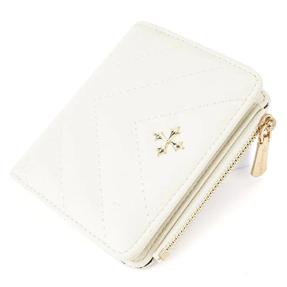 BAELLERRY N2401 PU Leather Women Short Wallet Cross Decoration Zipper Pocket Coin Purse