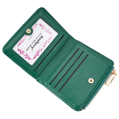 BAELLERRY N2401 PU Leather Women Short Wallet Cross Decoration Zipper Pocket Coin Purse