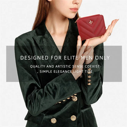 BAELLERRY N2401 PU Leather Women Short Wallet Cross Decoration Zipper Pocket Coin Purse