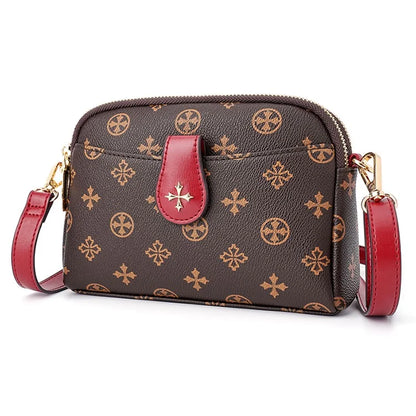 BAELLERRY N8907 Dual Zipper PU Leather Crossbody Bag Women Cosmetics Phone Storage Bag