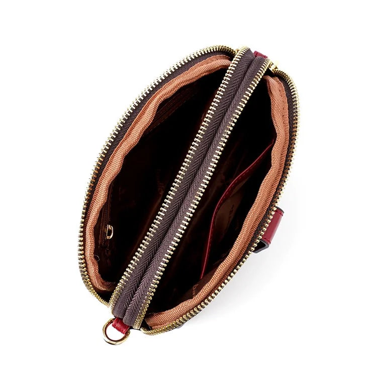 BAELLERRY N8907 Dual Zipper PU Leather Crossbody Bag Women Cosmetics Phone Storage Bag