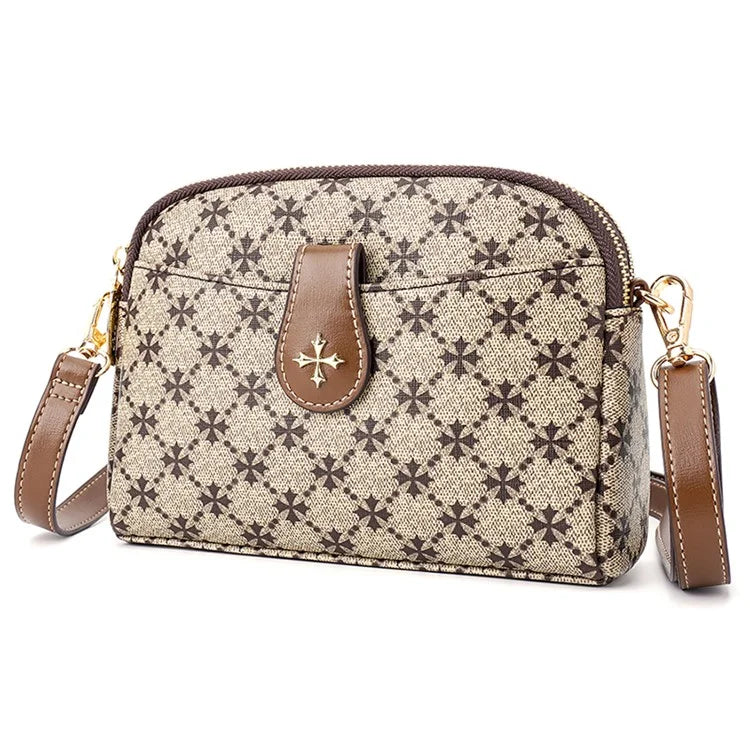 BAELLERRY N8907 Dual Zipper PU Leather Crossbody Bag Women Cosmetics Phone Storage Bag