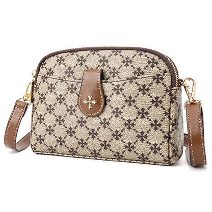 BAELLERRY N8907 Dual Zipper PU Leather Crossbody Bag Women Cosmetics Phone Storage Bag