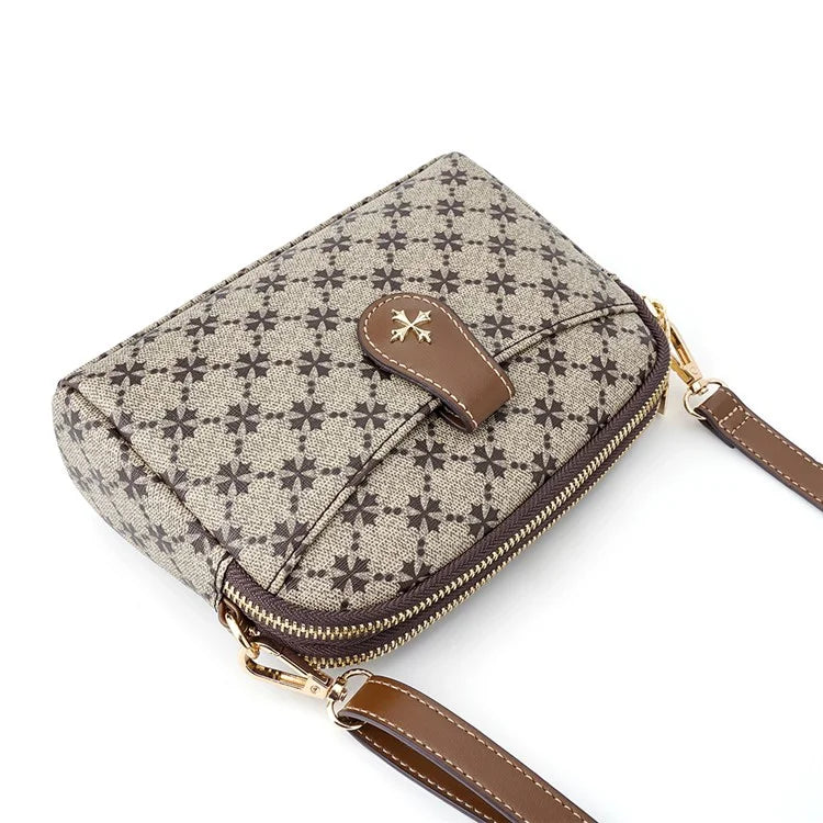 BAELLERRY N8907 Dual Zipper PU Leather Crossbody Bag Women Cosmetics Phone Storage Bag