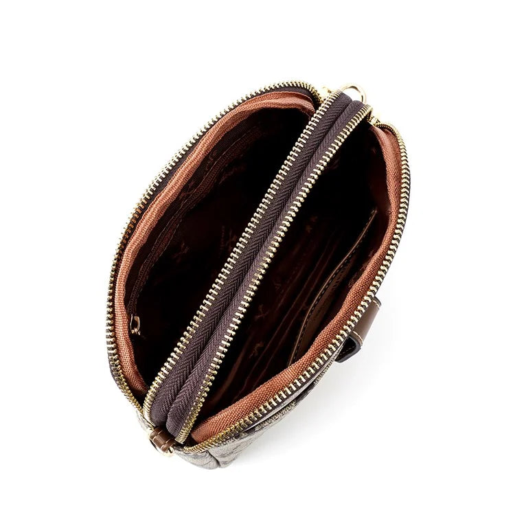 BAELLERRY N8907 Dual Zipper PU Leather Crossbody Bag Women Cosmetics Phone Storage Bag