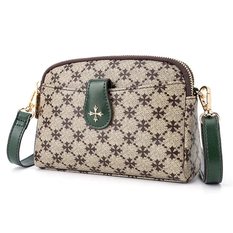 BAELLERRY N8907 Dual Zipper PU Leather Crossbody Bag Women Cosmetics Phone Storage Bag