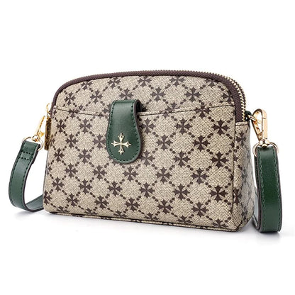 BAELLERRY N8907 Dual Zipper PU Leather Crossbody Bag Women Cosmetics Phone Storage Bag