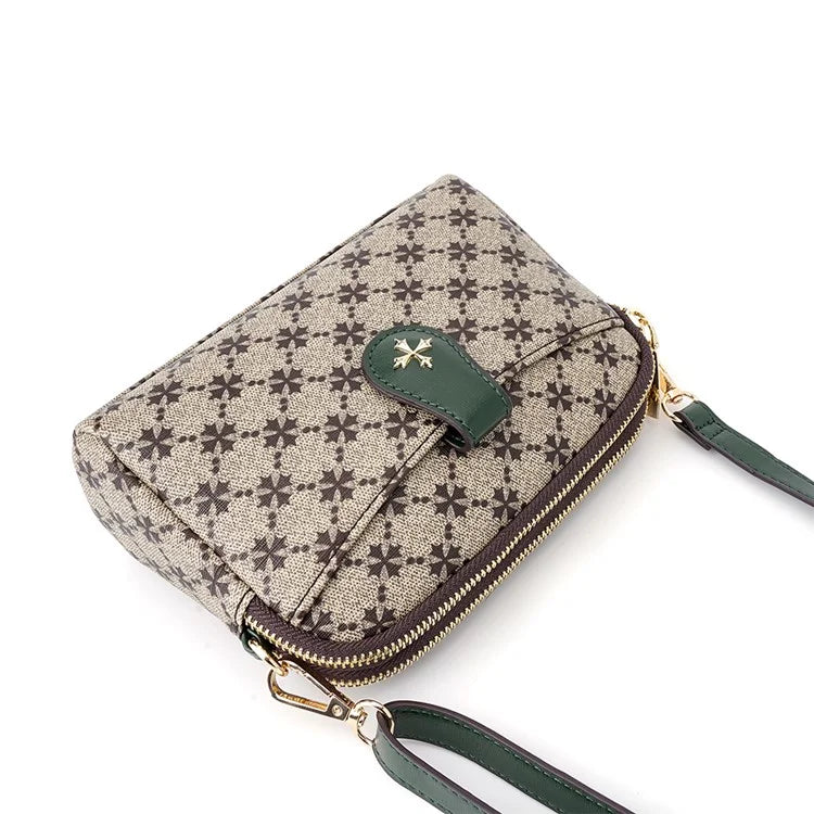 BAELLERRY N8907 Dual Zipper PU Leather Crossbody Bag Women Cosmetics Phone Storage Bag