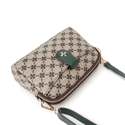 BAELLERRY N8907 Dual Zipper PU Leather Crossbody Bag Women Cosmetics Phone Storage Bag