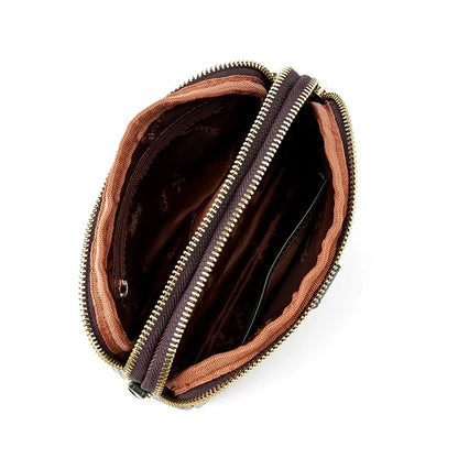 BAELLERRY N8907 Dual Zipper PU Leather Crossbody Bag Women Cosmetics Phone Storage Bag