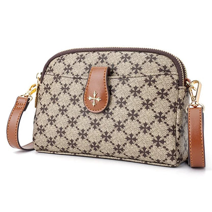 BAELLERRY N8907 Dual Zipper PU Leather Crossbody Bag Women Cosmetics Phone Storage Bag