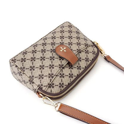 BAELLERRY N8907 Dual Zipper PU Leather Crossbody Bag Women Cosmetics Phone Storage Bag