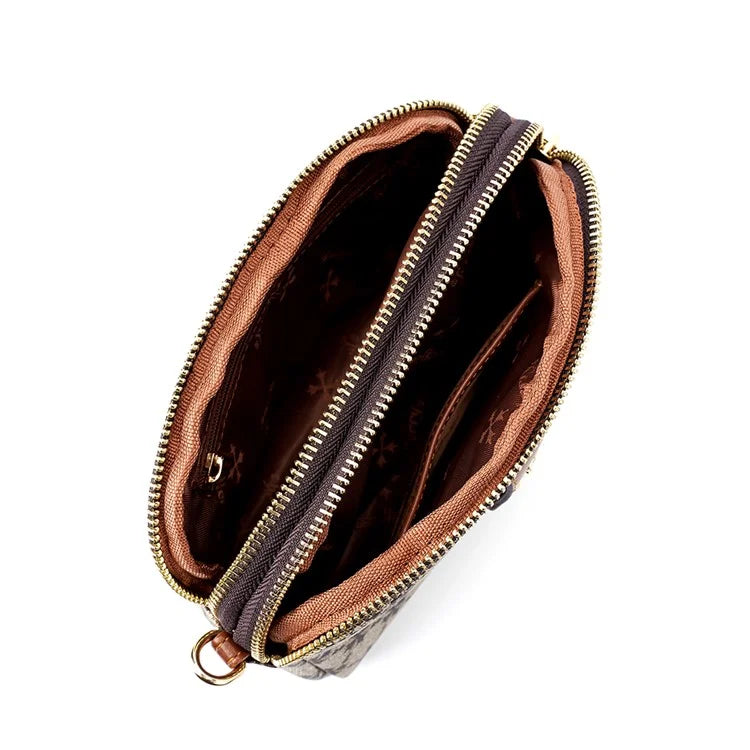 BAELLERRY N8907 Dual Zipper PU Leather Crossbody Bag Women Cosmetics Phone Storage Bag