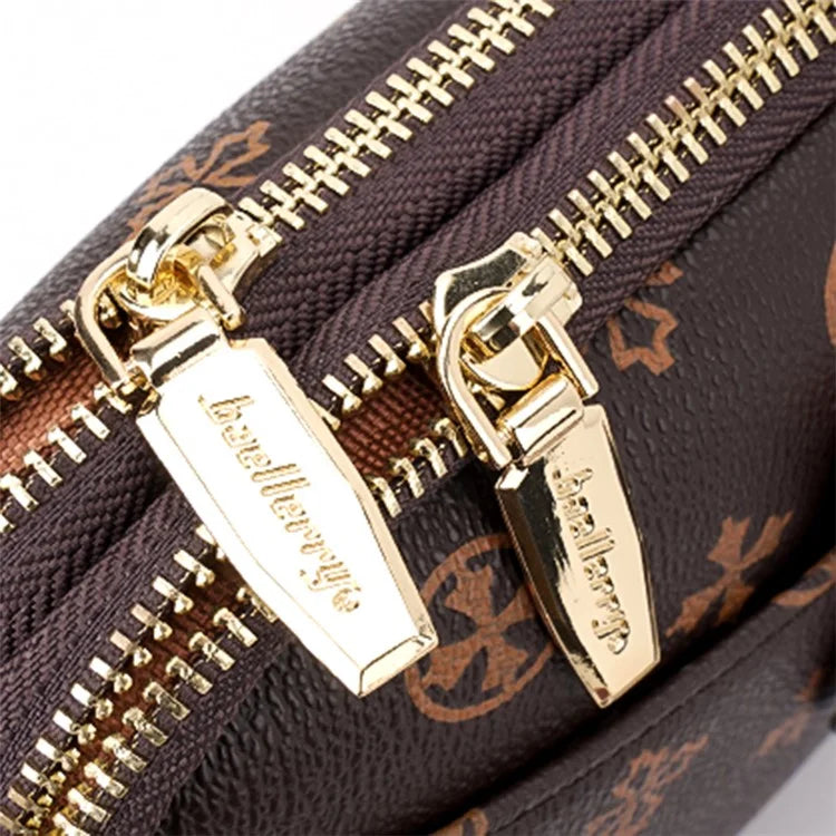 BAELLERRY N8907 Dual Zipper PU Leather Crossbody Bag Women Cosmetics Phone Storage Bag