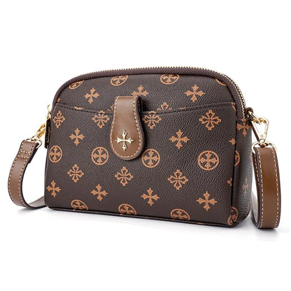 BAELLERRY N8907 Dual Zipper PU Leather Crossbody Bag Women Cosmetics Phone Storage Bag