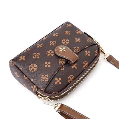 BAELLERRY N8907 Dual Zipper PU Leather Crossbody Bag Women Cosmetics Phone Storage Bag