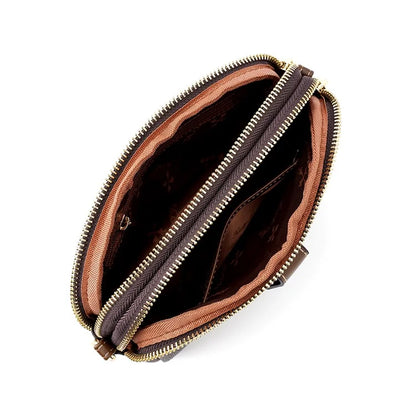 BAELLERRY N8907 Dual Zipper PU Leather Crossbody Bag Women Cosmetics Phone Storage Bag