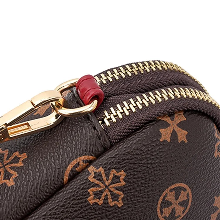 BAELLERRY N8907 Dual Zipper PU Leather Crossbody Bag Women Cosmetics Phone Storage Bag