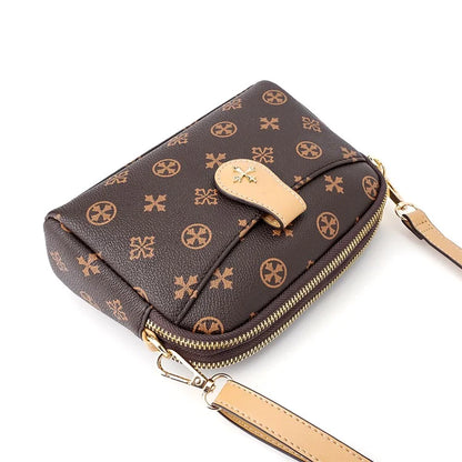 BAELLERRY N8907 Dual Zipper PU Leather Crossbody Bag Women Cosmetics Phone Storage Bag