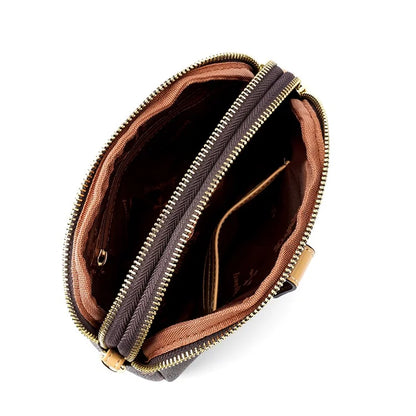 BAELLERRY N8907 Dual Zipper PU Leather Crossbody Bag Women Cosmetics Phone Storage Bag