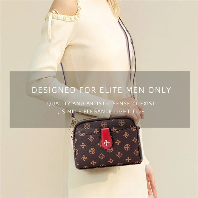 BAELLERRY N8907 Dual Zipper PU Leather Crossbody Bag Women Cosmetics Phone Storage Bag