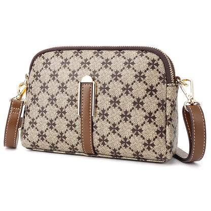 BAELLERRY N8908 Dual Zipper PU Leather Women Crossbody Bag Cards Phone Storage Bag