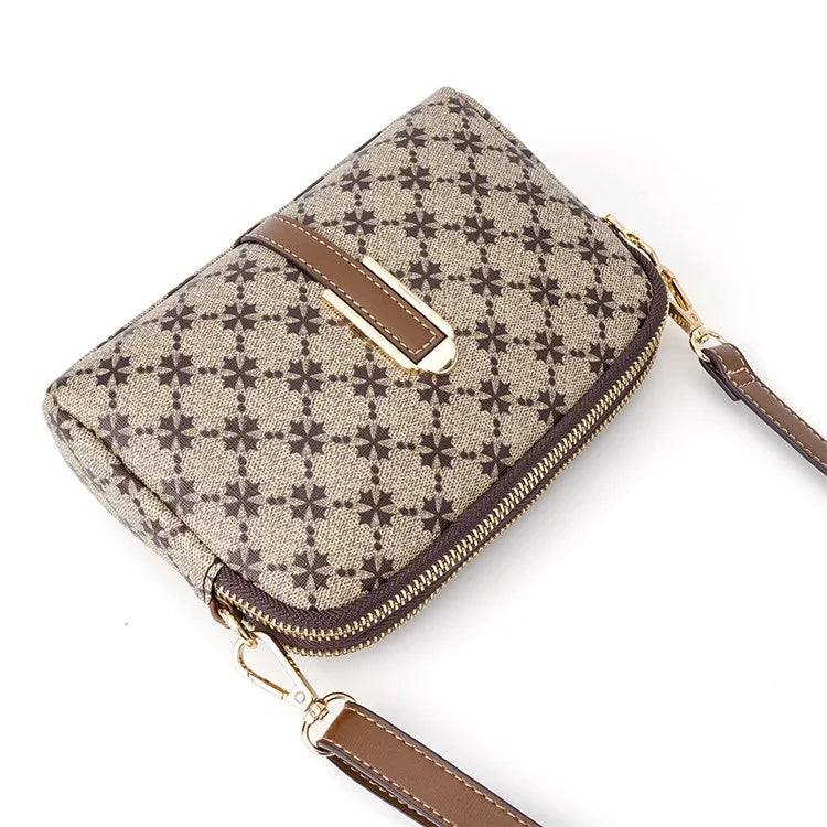 BAELLERRY N8908 Dual Zipper PU Leather Women Crossbody Bag Cards Phone Storage Bag