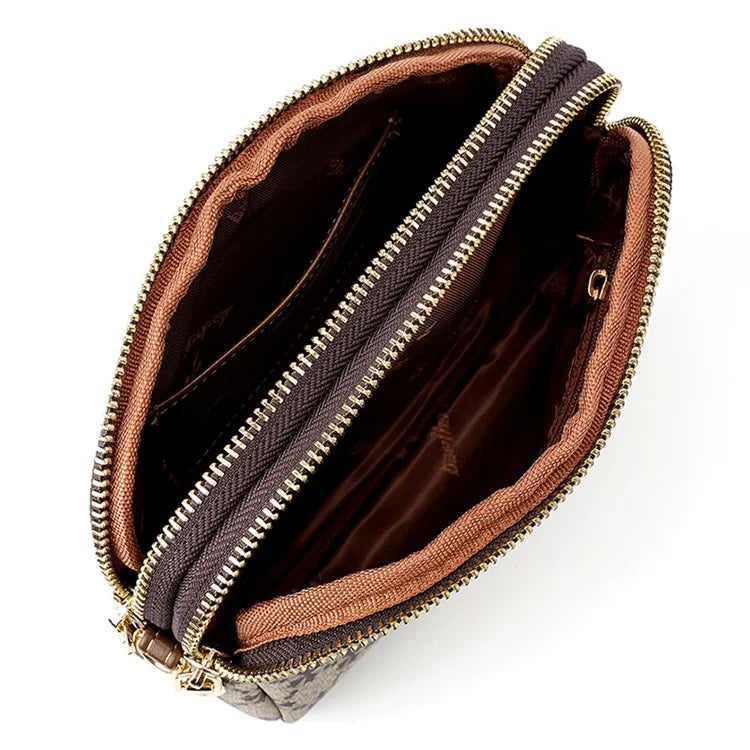 BAELLERRY N8908 Dual Zipper PU Leather Women Crossbody Bag Cards Phone Storage Bag
