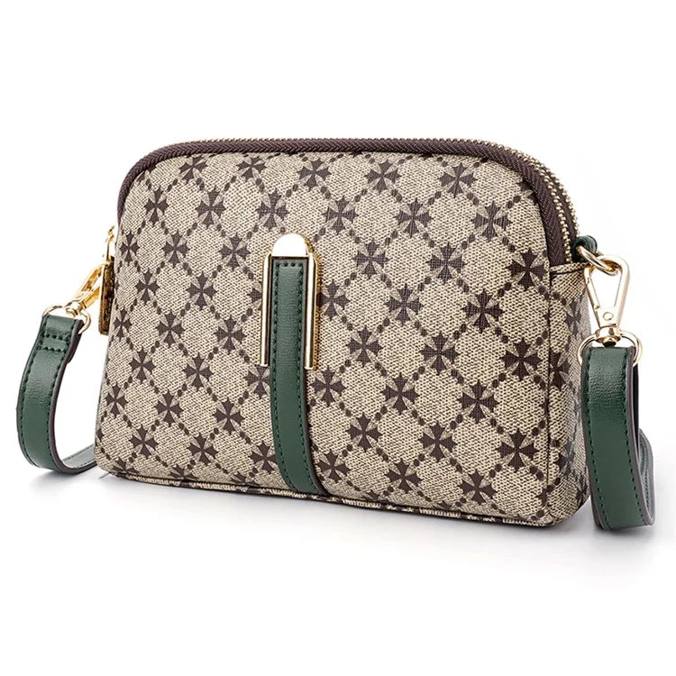 BAELLERRY N8908 Dual Zipper PU Leather Women Crossbody Bag Cards Phone Storage Bag