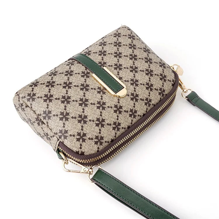BAELLERRY N8908 Dual Zipper PU Leather Women Crossbody Bag Cards Phone Storage Bag
