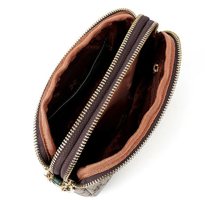 BAELLERRY N8908 Dual Zipper PU Leather Women Crossbody Bag Cards Phone Storage Bag