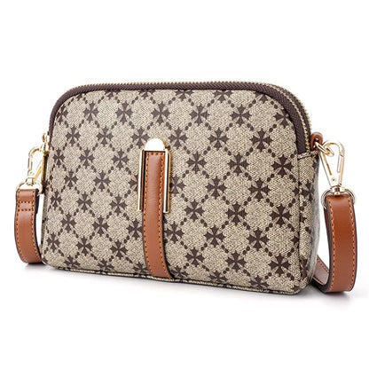 BAELLERRY N8908 Dual Zipper PU Leather Women Crossbody Bag Cards Phone Storage Bag