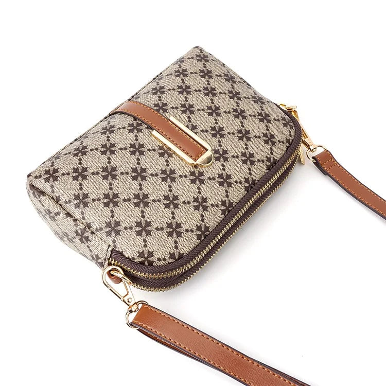 BAELLERRY N8908 Dual Zipper PU Leather Women Crossbody Bag Cards Phone Storage Bag