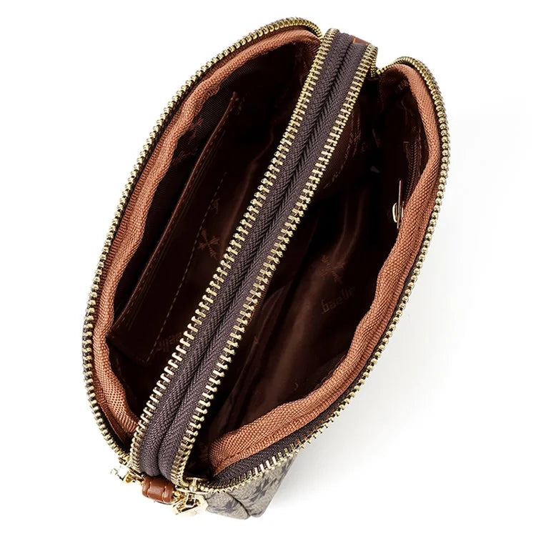 BAELLERRY N8908 Dual Zipper PU Leather Women Crossbody Bag Cards Phone Storage Bag