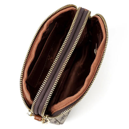 BAELLERRY N8908 Dual Zipper PU Leather Women Crossbody Bag Cards Phone Storage Bag