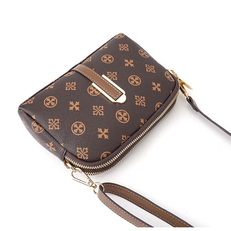 BAELLERRY N8908 Dual Zipper PU Leather Women Crossbody Bag Cards Phone Storage Bag