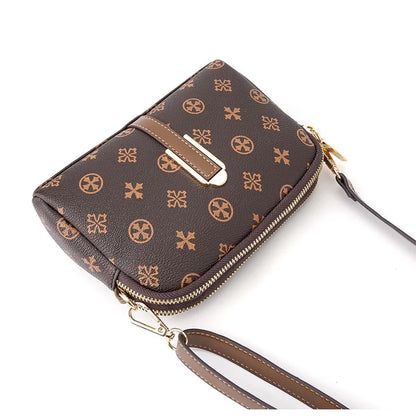 BAELLERRY N8908 Dual Zipper PU Leather Women Crossbody Bag Cards Phone Storage Bag