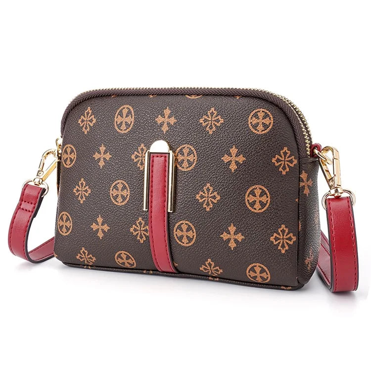BAELLERRY N8908 Dual Zipper PU Leather Women Crossbody Bag Cards Phone Storage Bag