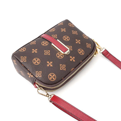 BAELLERRY N8908 Dual Zipper PU Leather Women Crossbody Bag Cards Phone Storage Bag