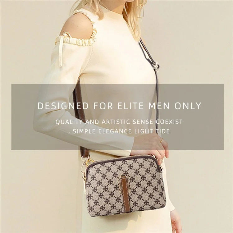 BAELLERRY N8908 Dual Zipper PU Leather Women Crossbody Bag Cards Phone Storage Bag