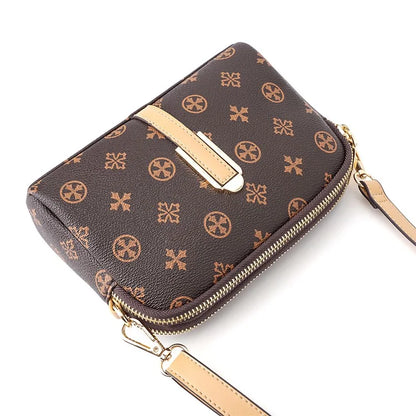 BAELLERRY N8908 Dual Zipper PU Leather Women Crossbody Bag Cards Phone Storage Bag