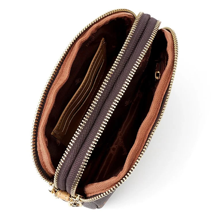 BAELLERRY N8908 Dual Zipper PU Leather Women Crossbody Bag Cards Phone Storage Bag