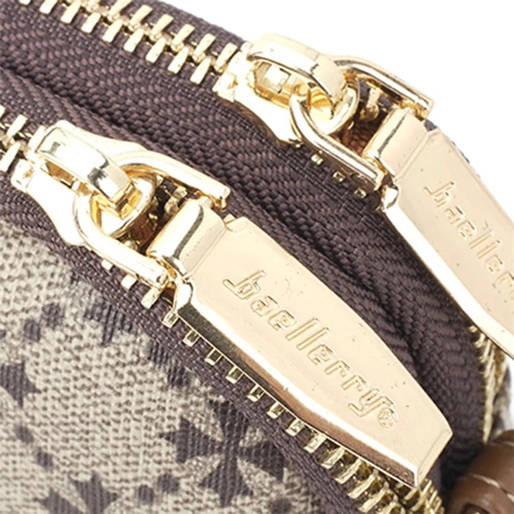 BAELLERRY N8908 Dual Zipper PU Leather Women Crossbody Bag Cards Phone Storage Bag