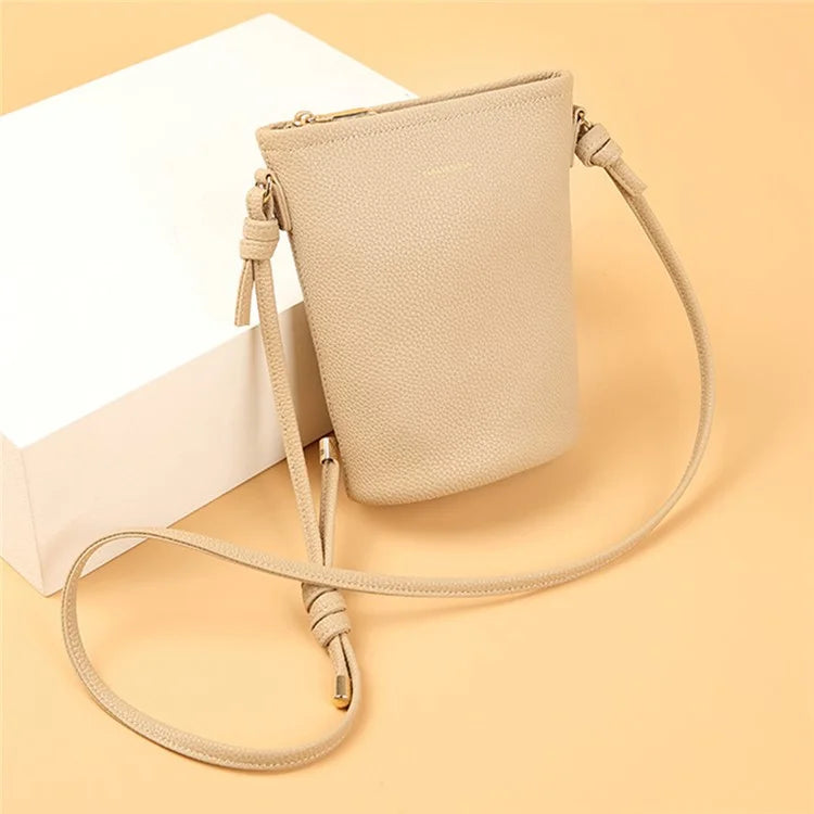 CKZC2223 Zipper Cellphone Bag Women Small Size Cowhide Leather Shoulder Bag