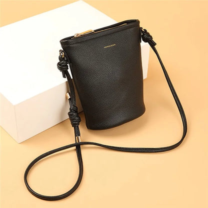 CKZC2223 Zipper Cellphone Bag Women Small Size Cowhide Leather Shoulder Bag