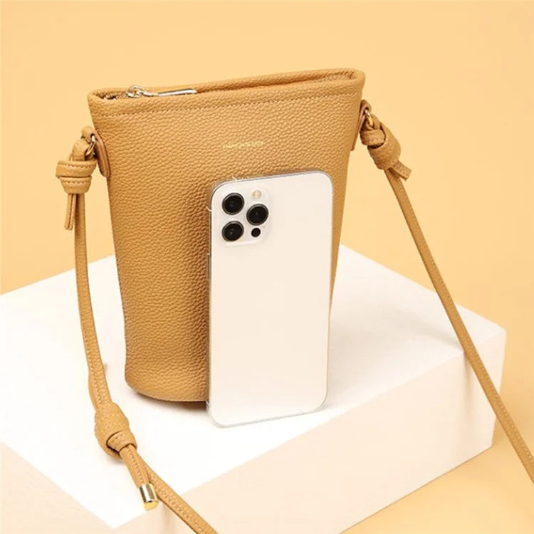 CKZC2223 Zipper Cellphone Bag Women Small Size Cowhide Leather Shoulder Bag