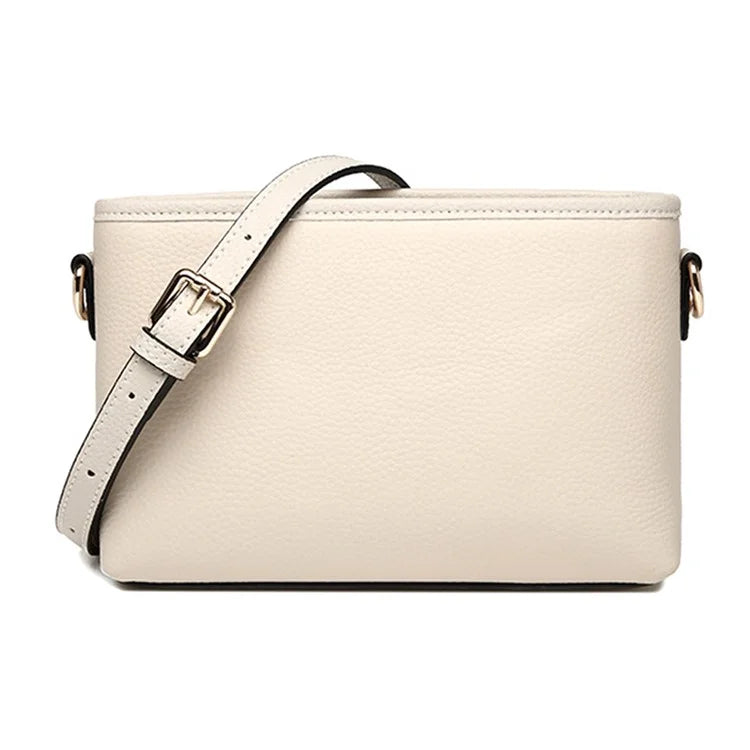 CKZC2214 Solid Color Cowhide Leather Crossbody Bag Women Square Shoulder Bag with 2 Shoulder Straps