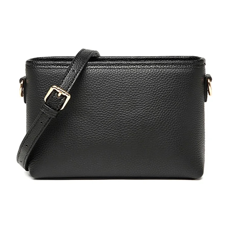 CKZC2214 Solid Color Cowhide Leather Crossbody Bag Women Square Shoulder Bag with 2 Shoulder Straps