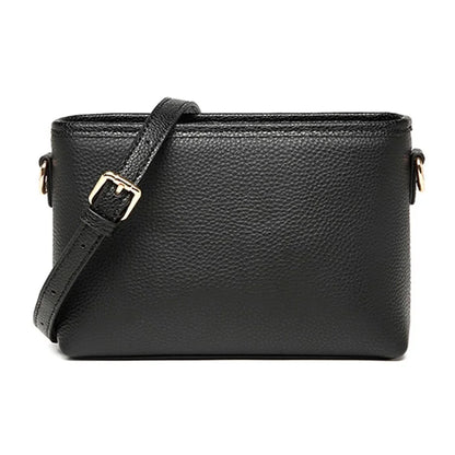 CKZC2214 Solid Color Cowhide Leather Crossbody Bag Women Square Shoulder Bag with 2 Shoulder Straps
